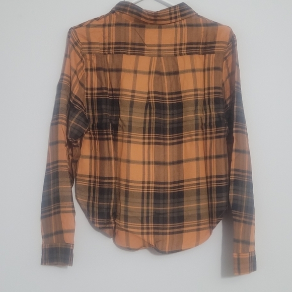 Wild fable pumpkin plaid cropped woven womens shirt  size Medium NWT - Picture 2 of 10